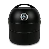 Amig - Barbecue da Tavolo | Portatile a Carbone | Sistema di Ventilazione e Deposito Cenere | Griglia in Acciaio Ø29 cm | Ø34,5 x 42,8 cm | Nero