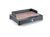 SEVERIN PG 8565 Barbecue elettrico 2200 W in acciaio inox regolabile fino a 250°, Grill elettrico per interni ed esterni con LED, Griglia da tavolo o balcone, fumo e odori ridotti, Nero