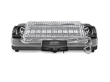 De'Longhi BQ80 Barbecue Grill Elettrico con Griglia e Bistecchiera, Doppia Griglia, Doppia rotazione, impugnatura termoisolante, interruttore di sicurezza, vassoio antigoccia, facile da pulire,Grigio