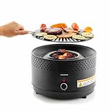 InnovaGoods® Barbecue da tavolo, Barbecue a carbone senza fumo e senza odori, griglia portatile per cucinare in interni ed esterni con tutti i comfort, adattabile con batterie o connessione USB-C.