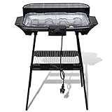 Barbecue Elettrico con Supporto, Griglia Senza Fumo, Griglia per Barbecue Elettrica con Piedini da Esterno, Dimensioni della Piastra di Griglia: 47 x 28 cm