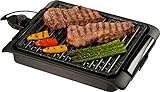 Piastra elettrica per cucinare STARLYF Smokefree Grill, Original, Griglia No Fumo Carne e Verdure Grigliate, Bistecchiera ghisa piastra x bbq, smokeless, Griglia elettrica